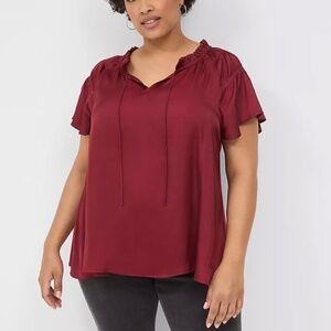 Lane Bryant Burgundy Satin Blouse Size 18/20